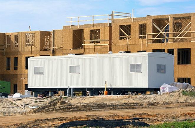 construction workers meeting at office trailers on rent in Lauderhill